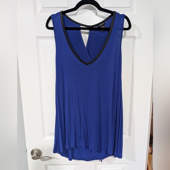 Torrid Colbat Blue with Faux Black Leather Trim Sleeveless Top in Size 2 (18/20) - Picture 1 of 8